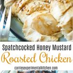 Spatchcocked Honey Mustard Roasted Chicken is a delicious, quicker way to roast a whole chicken without cutting it completely into parts. 