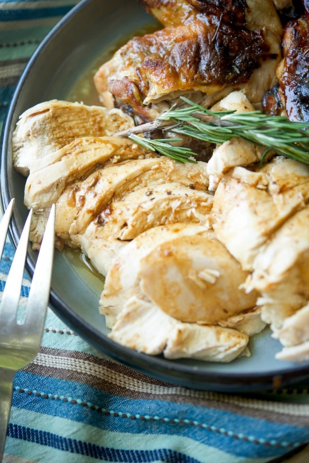 Spatchcock Honey Mustard Roasted Chicken is a delicious, quicker way to roast a whole chicken without cutting it completely into parts.