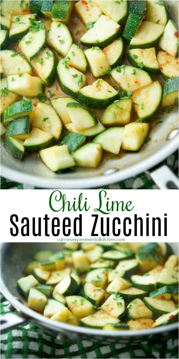 Chili Lime Sautéed Zucchini is an easy side dish with a hot and sour taste that goes perfectly when you want to add a little flavor to your recipes. #zucchini #vegetables #sidedish #dairyfree