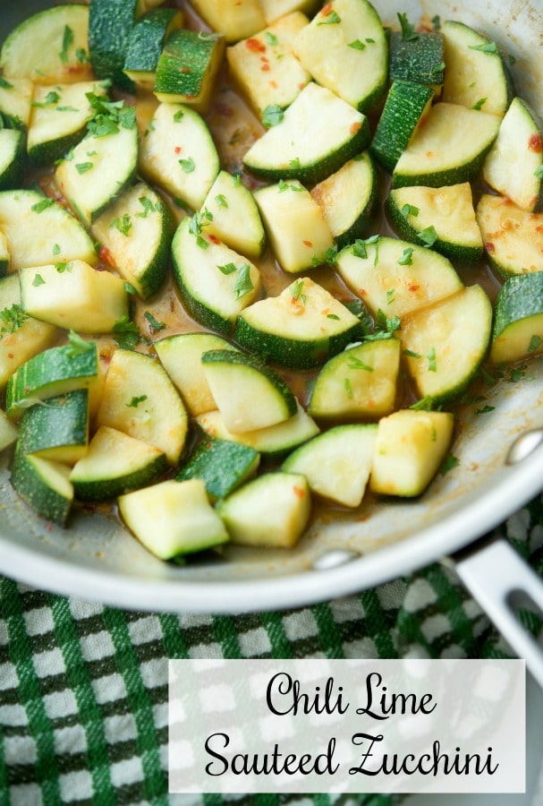 Chili Lime Sautéed Zucchini in a skillet