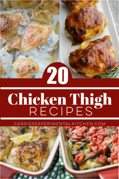 collage photo of four different chicken thigh recipes