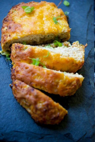 BBQ Cheddar Chicken Meatloaf made with extra lean ground turkey, your favorite bbq sauce, shredded cheddar cheese and gluten free breadcrumbs.