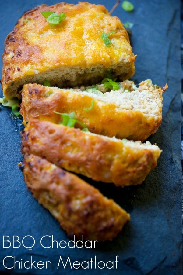 BBQ Cheddar Chicken Meatloaf made with extra lean ground turkey, your favorite bbq sauce, shredded cheddar cheese and gluten free breadcrumbs.