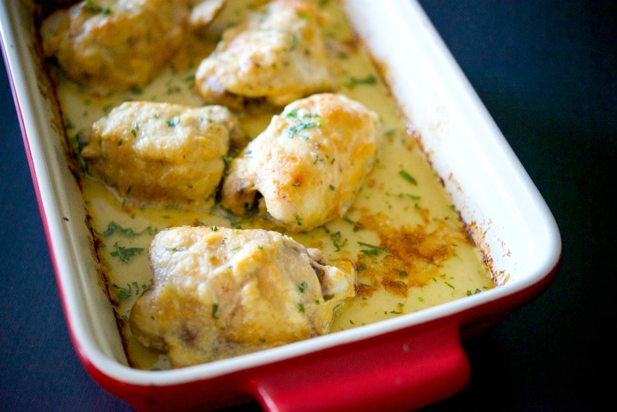 Baked Chicken Thighs in a Horseradish Cream Sauce