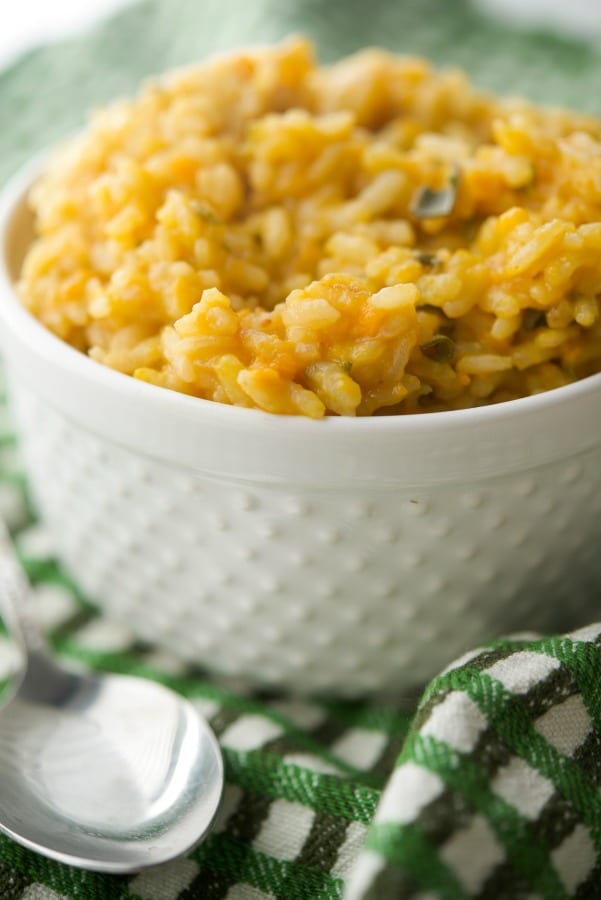 A bowl of Sweet Potato Sage Risotto