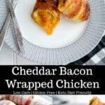 You can't go wrong with this recipe for Cheddar Bacon Wrapped Chicken. It's a super simple, low carb dinner idea with only three ingredients! 