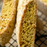 Pumpkin Spice Biscotti close up on rack