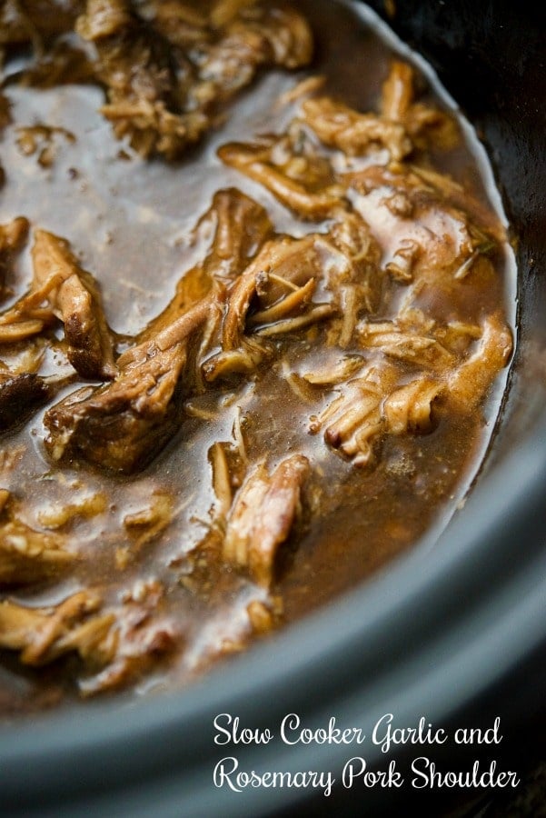 A close up of food, with Pork and Slow Cooker