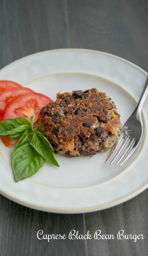 Italian Cannellini Bean Burger on a plate with a fork