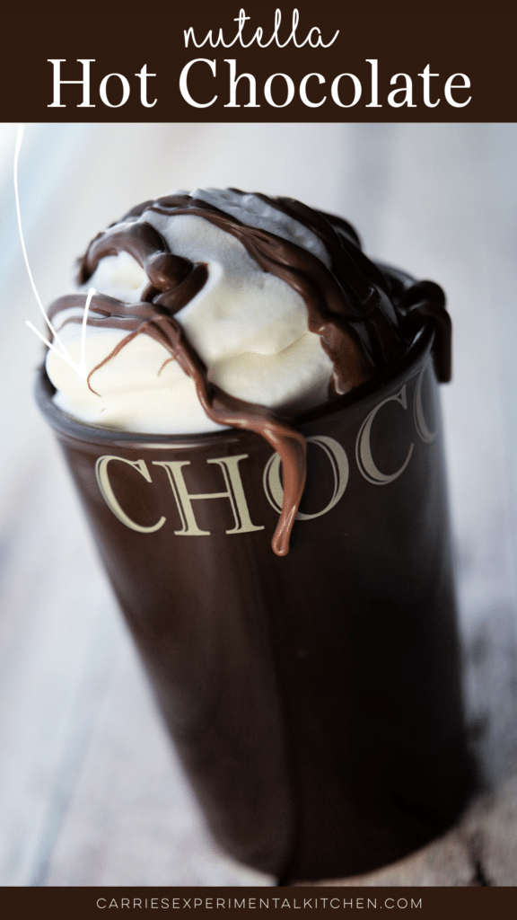 Nutella Hot Chocolate in a brown mug with whipped cream