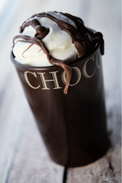 nutella hot chocolate in a brown mug