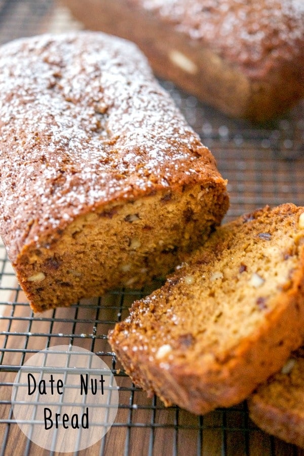 Date Nut Bread is one of my favorite quick breads to make during the holidays. Top it with a little cream cheese and breakfast is served! 