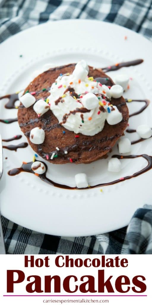 A stack of Hot Chocolate Pancakes on a plate 