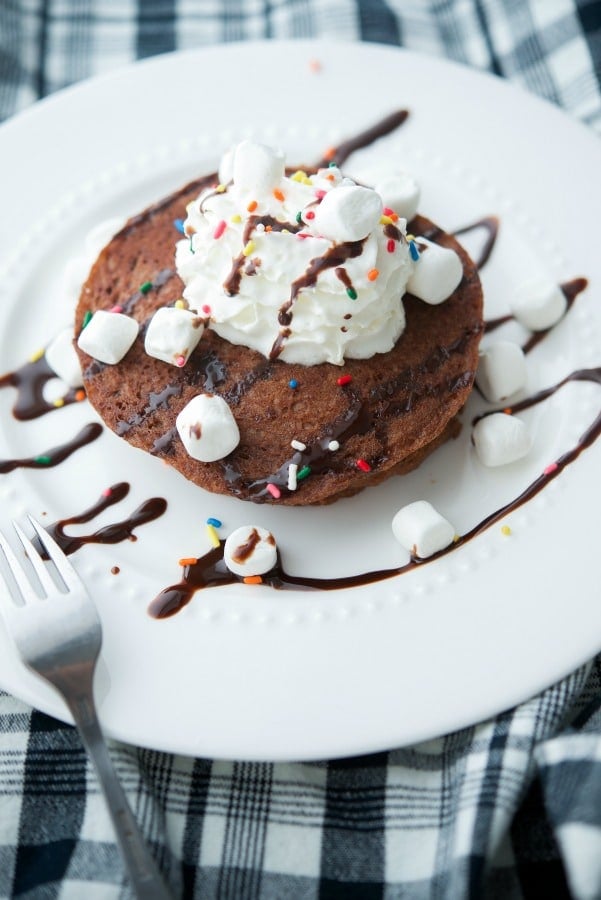 A plate of Hot Chocolate Pancakes