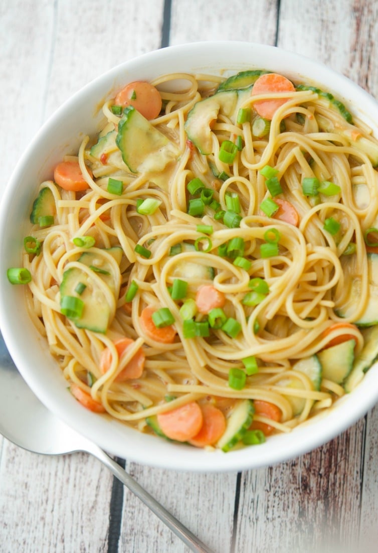 A bowl of Spicy Peanut noodle salad