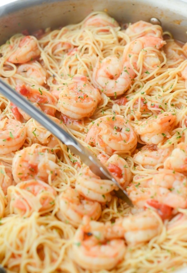 A close up of cajun shrimp and pasta