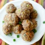Cheddar Ranch Meatballs made with extra lean ground beef, Hidden Valley Ranch seasonings, gluten free breadcrumbs and shredded Cheddar cheese.