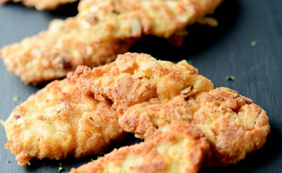 A close up of Almond Encrusted Chicken Cutlets