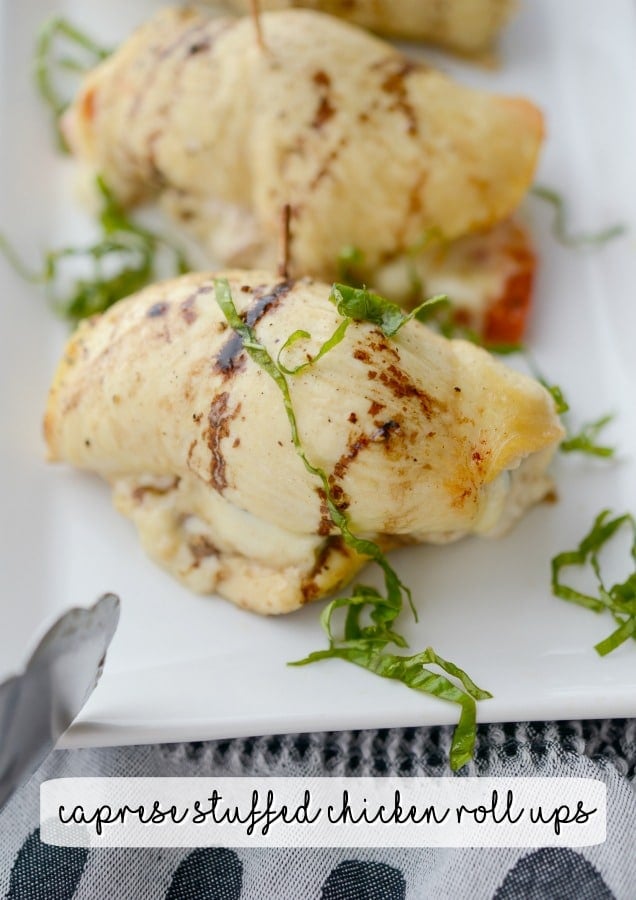 A plate of Caprese Stuffed Chicken