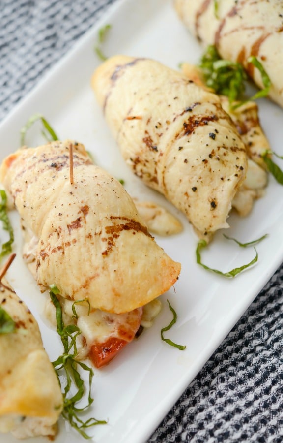 A close up of Caprese Stuffed Chicken