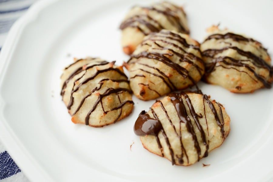 Chocolate Drizzled Coconut Macaroons