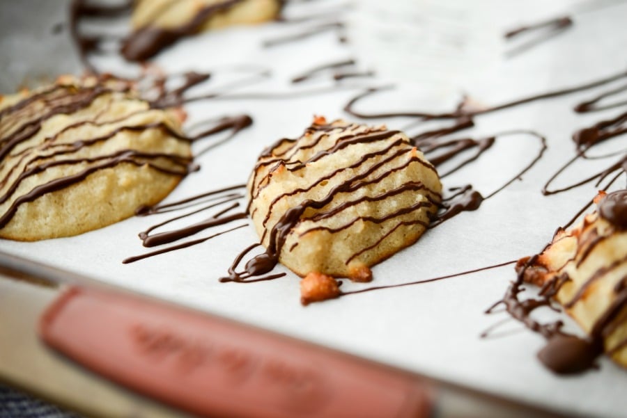 Chocolate Drizzled Coconut Macaroons