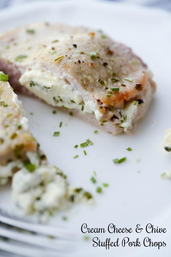 Cream Cheese and Chive Stuffed Pork Chops are a simple to make, quick weeknight meal that are gluten free, low carb and Keto Diet friendly. 