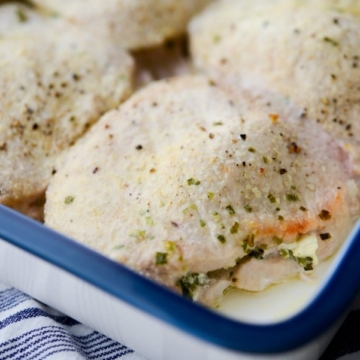 Cream Cheese and Chive Stuffed Pork Chops