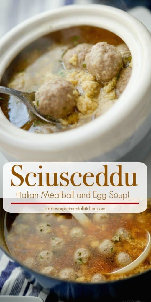 Sciusceddu or Italian Meatball and Egg Soup, is a popular, beef broth based soup served traditionally during Easter celebrations in Southern Italy.