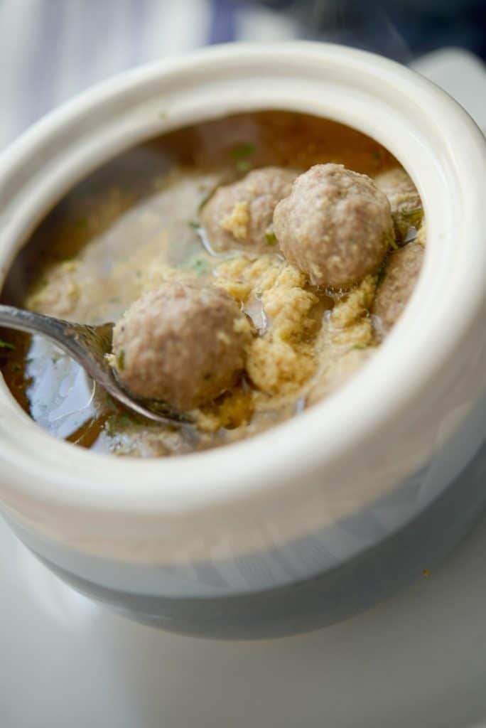 Sciusceddu or Italian Meatball and Egg Soup, is a popular, beef broth based soup served traditionally during Easter celebrations in Southern Italy.