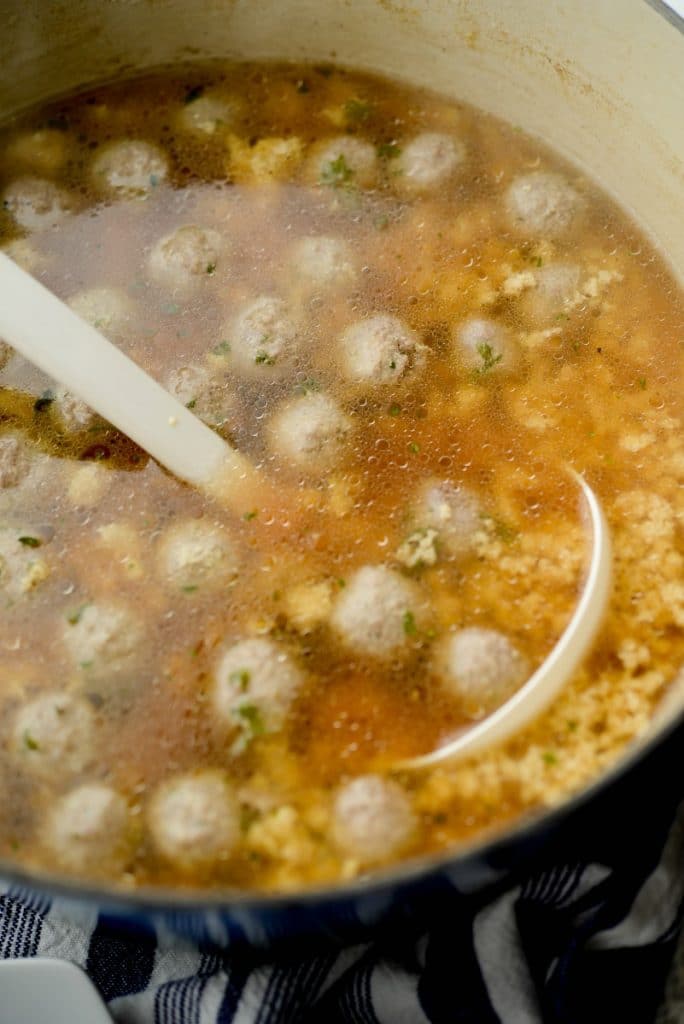 Sciusceddu or Italian Meatball and Egg Soup, is a popular, beef broth based soup served traditionally during Easter celebrations in Southern Italy.