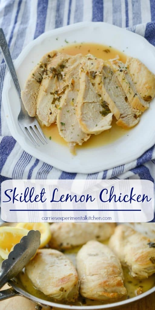 Deliciously quick and easy, this Skillet Lemon Chicken made with boneless chicken breasts will be your your new favorite weeknight go to meal.