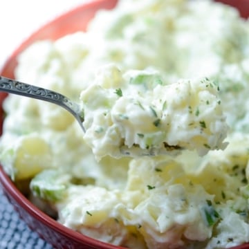 A close up of a bowl of Classic Potato Salad