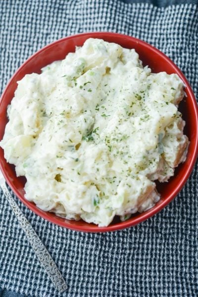 A bowl of Classic Potato Salad on a table