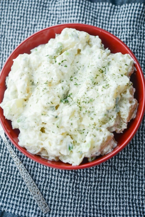 A bowl of Classic Potato Salad on a table