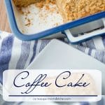 This homemade cinnamon crumb Coffee Cake is deliciously moist, light and would make a tasty snack or addition to any brunch menu.