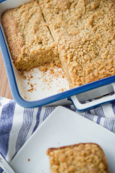 This homemade cinnamon crumb Coffee Cake is deliciously moist, light and would make a tasty snack or addition to any brunch menu.