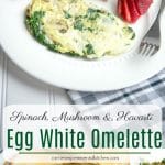 A close up of Spinach, mushroom and havarti egg white omlet