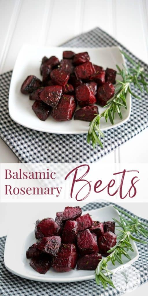 Fresh beets tossed with balsamic vinegar, fresh rosemary and extra virgin olive oil; then roasted until soft and tender. Eat them hot or cold.