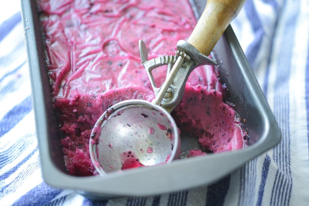 Blueberry Lemon Sorbet in pan