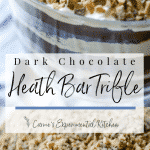 A close up of Dark Chocolate Heath Bar Trifle in a dish 
