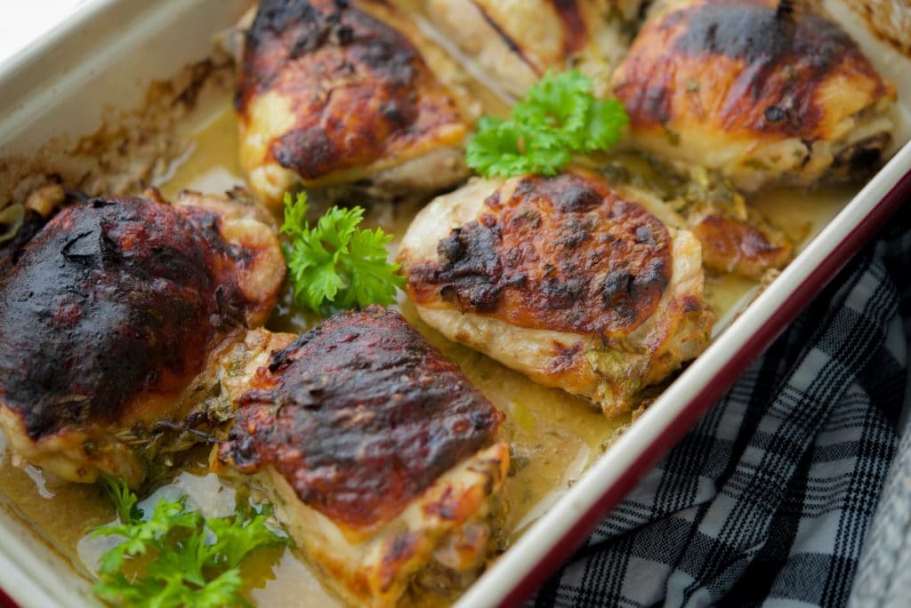 Apple Cider Mustard Baked Chicken Thighs