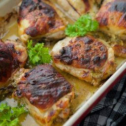 Apple Cider Mustard Baked Chicken Thighs