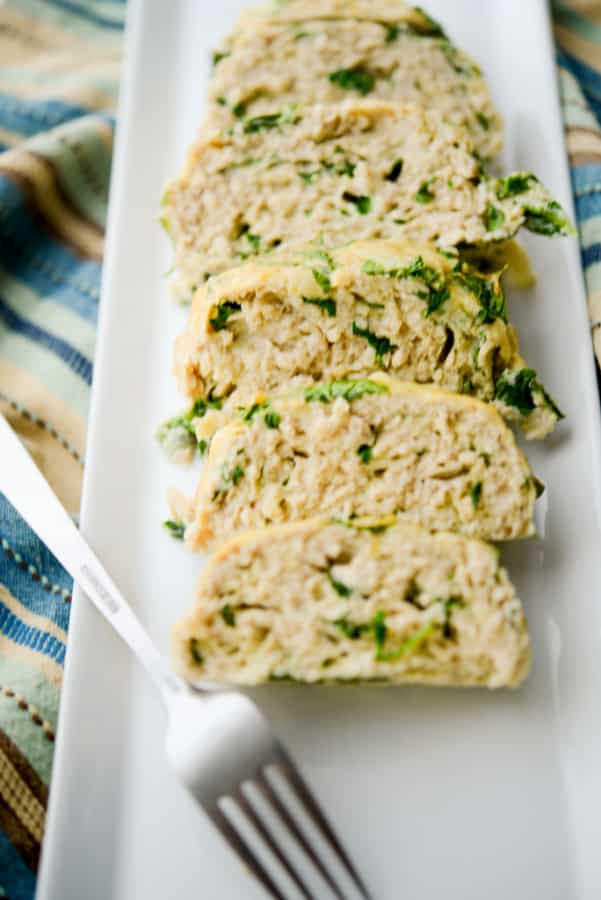 A plate of Horseradish Cheddar Chicken Meatloaf