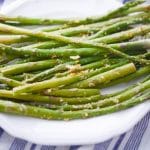 Lemon Parmesan Roasted Asparagus on plate