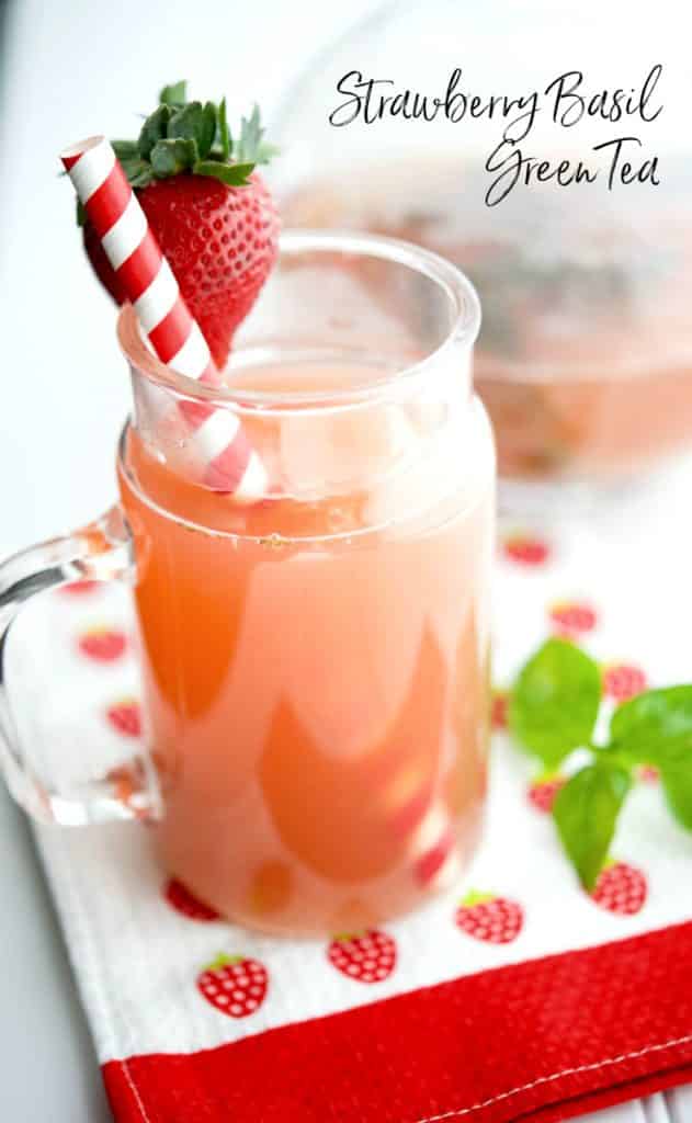 Strawberry Basil green tea in a glass