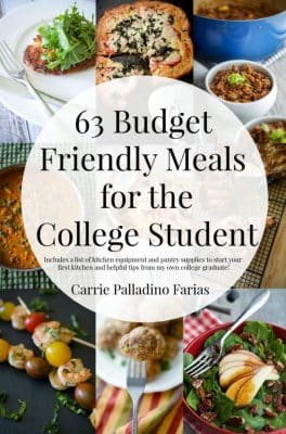 63 Budget Friendly Meals for the College Student...plus a list of kitchen equipment and pantry items to stock your first college kitchen!