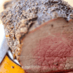 Espresso Encrusted Roast Beef made with an eye of round beef roast topped with a rub of Italian espresso, paprika, garlic and Kosher salt.