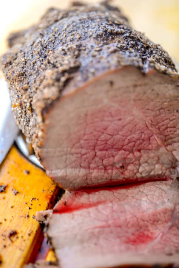 A close up of Espresso Encrusted Roast Beef