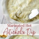 A close up of Marinated Hot Artichoke Dip